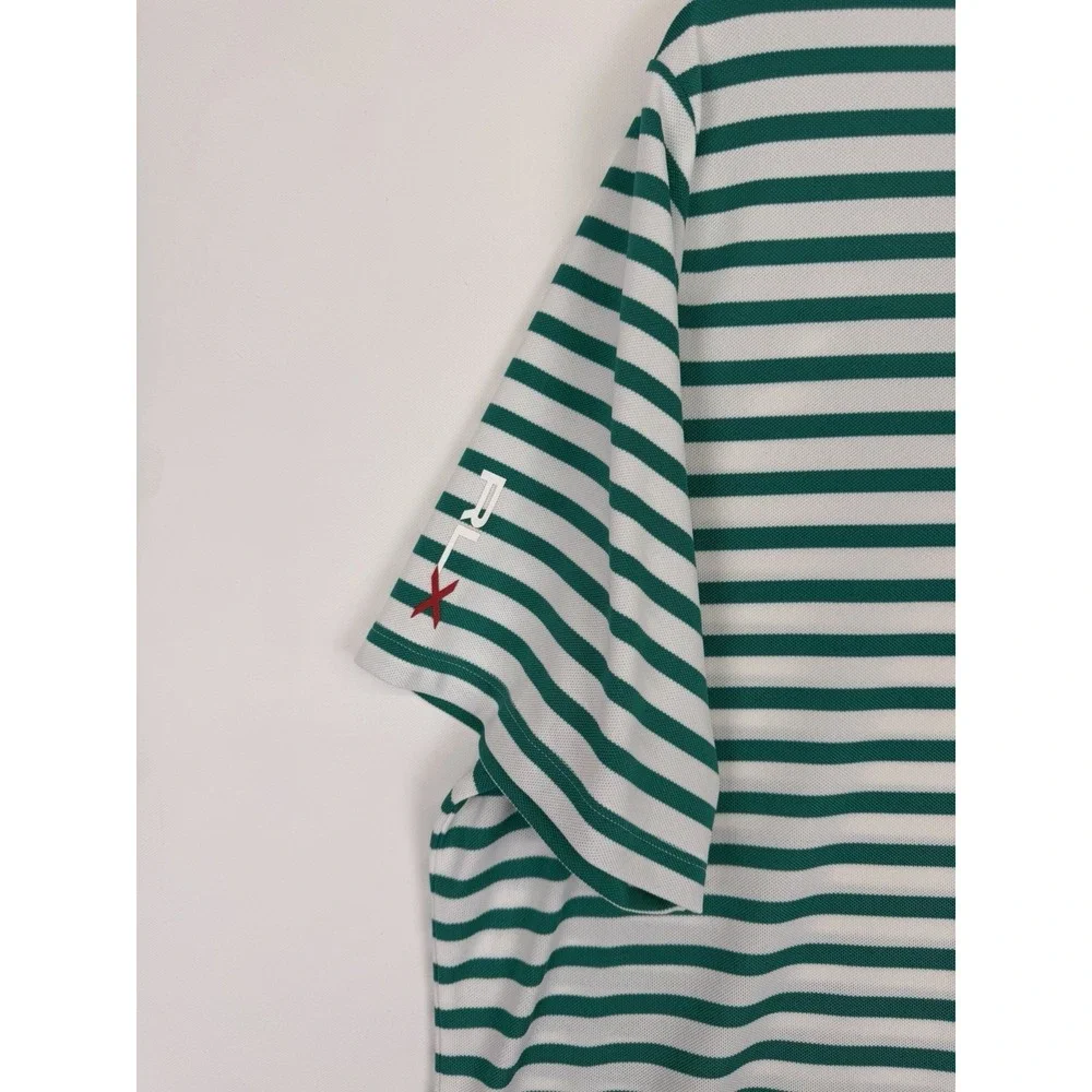 RLX Ralph Lauren Men's Green White Stripe‎ Golf Polo Shirt Size XL